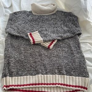 Roots Charcoal and Cream Turtleneck Sweater